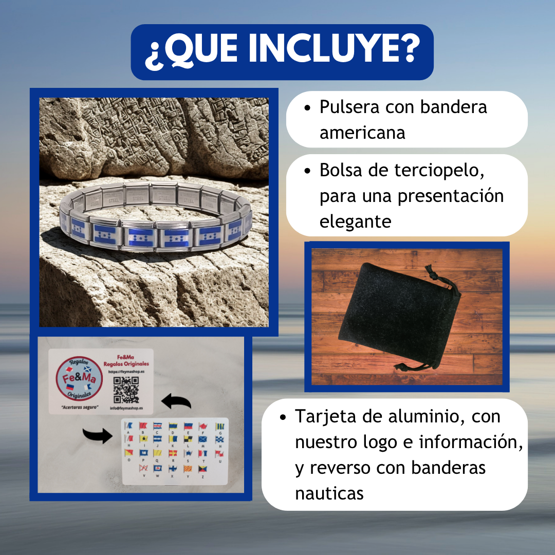 Pulsera con Bandera de Honduras – Acero Inoxidable, Regalo Original