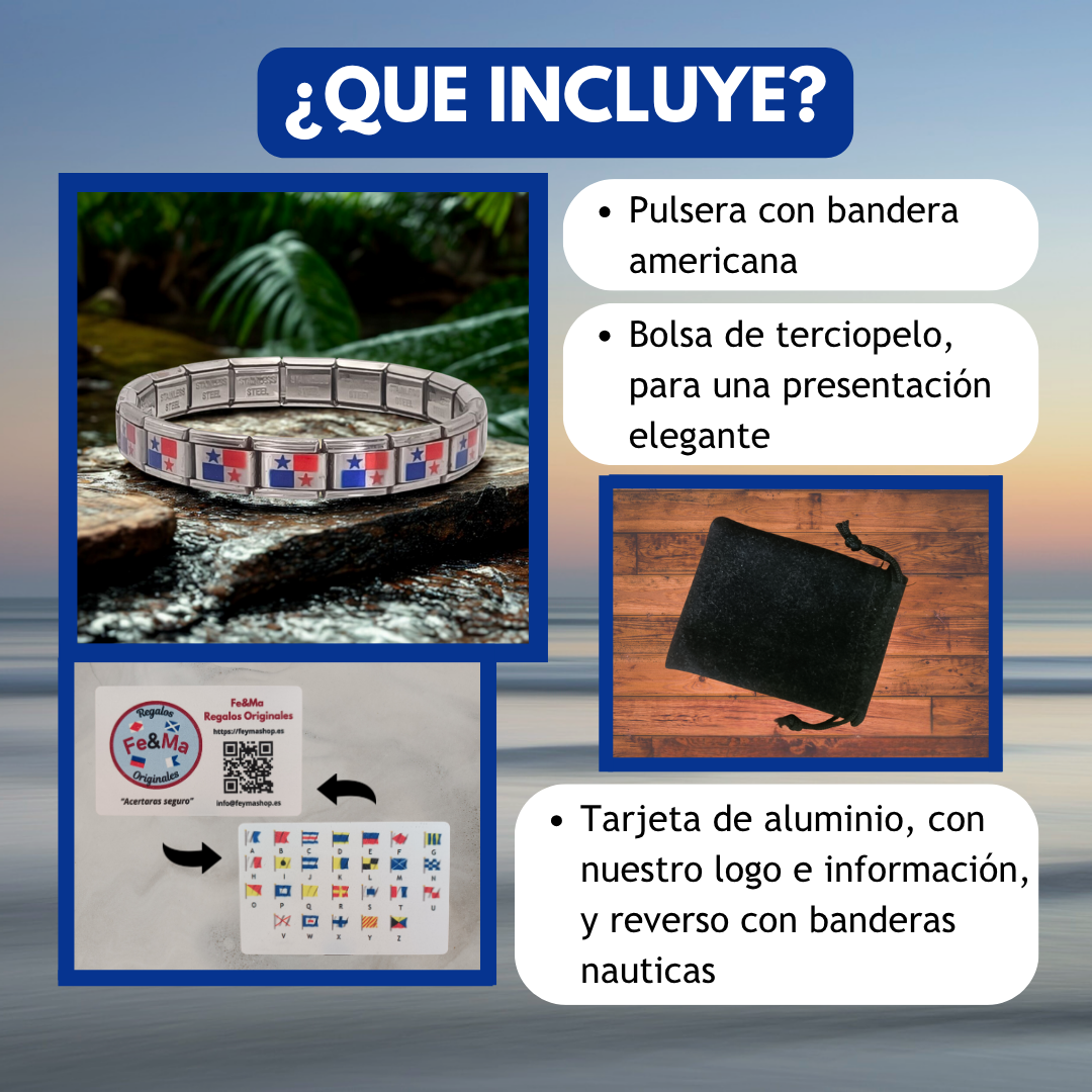 Pulsera con Bandera de Panamá – Acero Inoxidable, Regalo Original