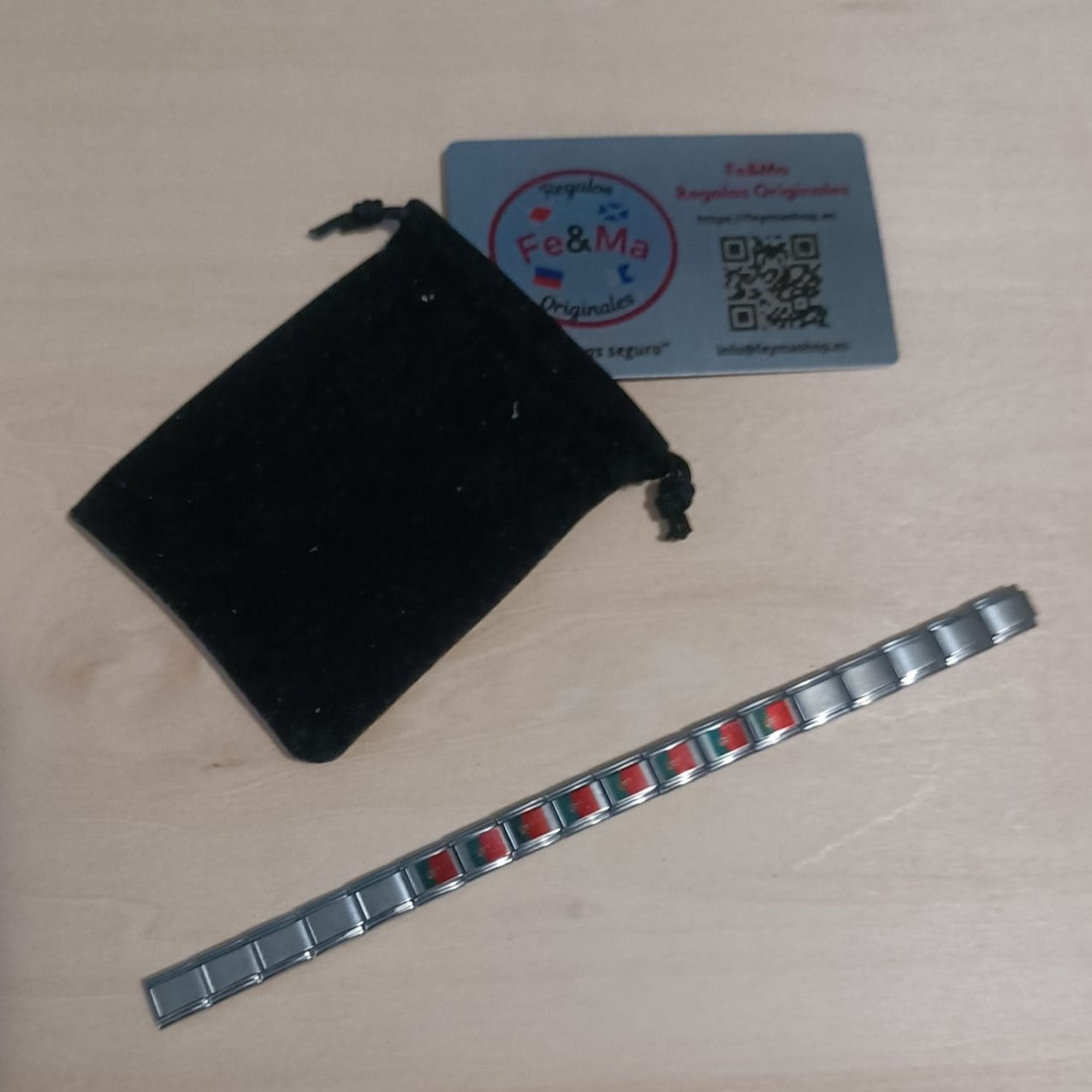 Pulsera con Bandera de Portugal – Acero Inoxidable, Regalo Original