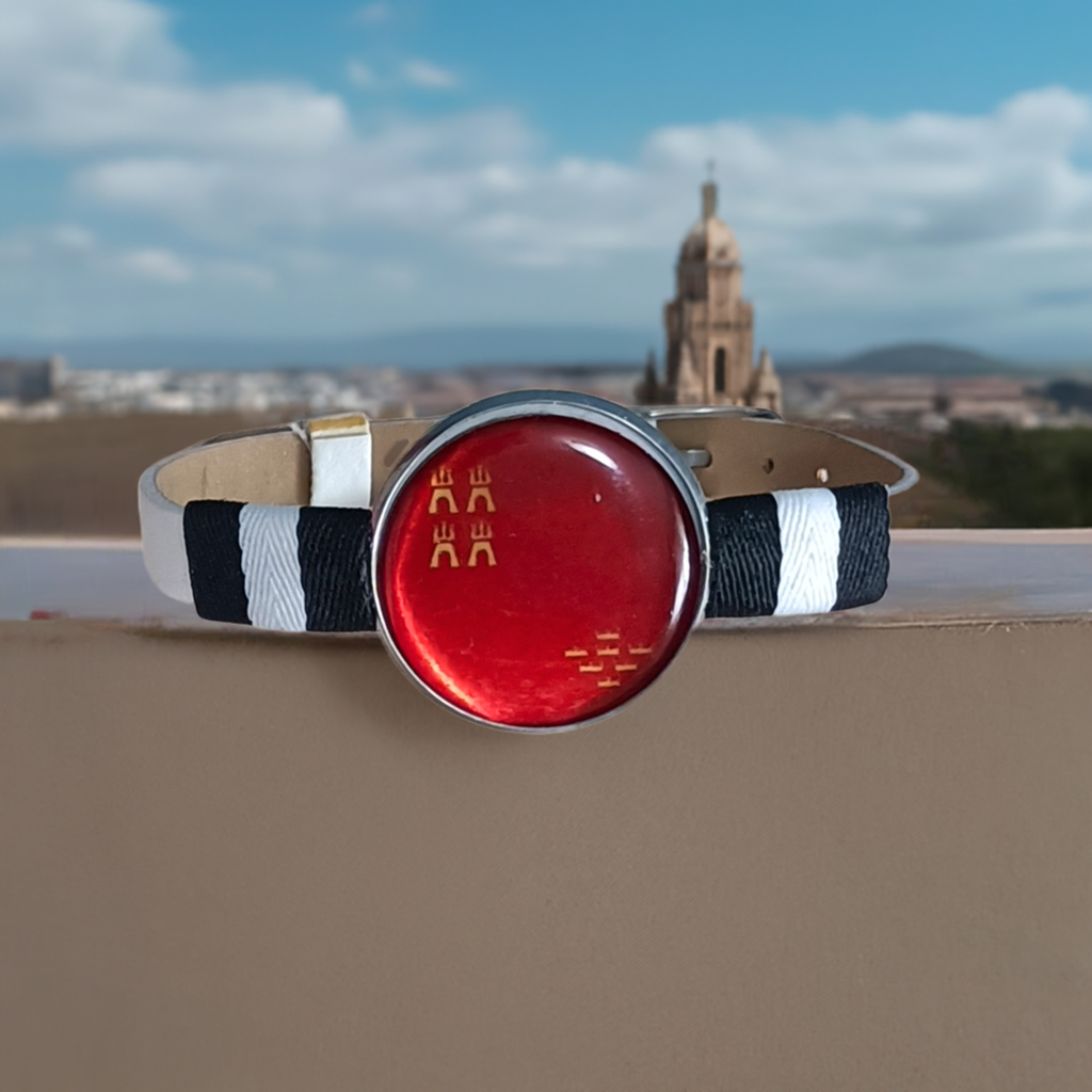 Pulsera con Bandera de Navarra - Medallón en Correa Ajustable, Regalo Original con Orgullo de Comunidad Autónoma