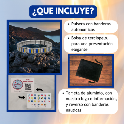 Pulsera con Bandera de Canarias – Acero Inoxidable, Regalo Original de Comunidad Autónoma
