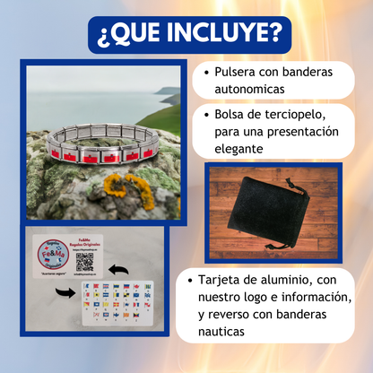 Pulsera con Bandera de Cantabria – Acero Inoxidable, Regalo Original de Comunidad Autónoma