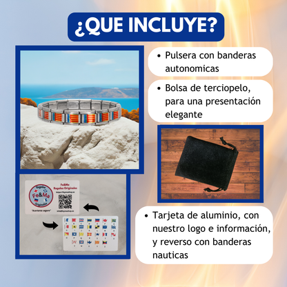 Pulsera con Bandera de Comunidad Valenciana – Acero Inoxidable, Regalo Original de Comunidad Autónoma