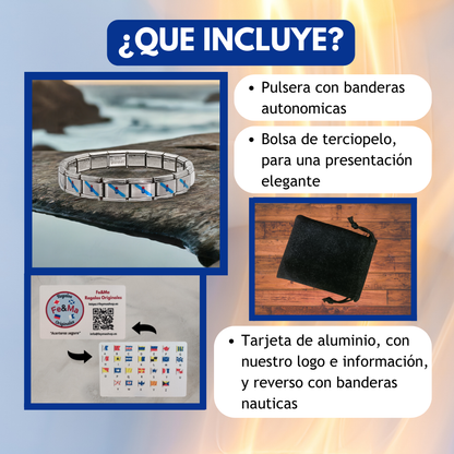 Pulsera con Bandera de Galicia – Acero Inoxidable, Regalo Original de Comunidad Autónoma