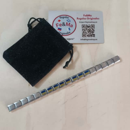 Pulsera con Bandera de Ucrania – Acero Inoxidable, Regalo Original