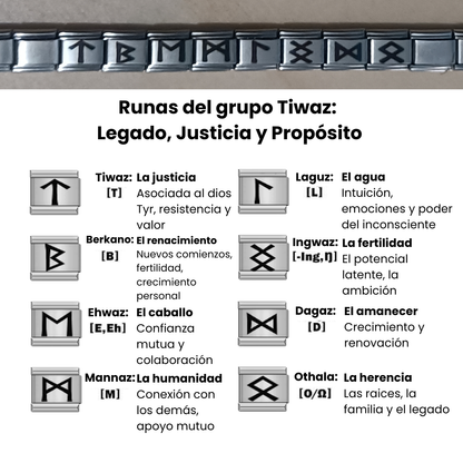 Pulsera Vikinga de Acero Inoxidable con Runas Nórdicas