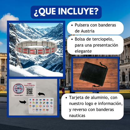 Pulsera con Bandera de Austria – Acero Inoxidable, Regalo Original
