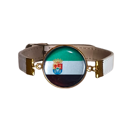Pulsera con Bandera de Extremadura - Medallón en Correa Ajustable, Regalo Original con Orgullo de Comunidad Autónoma