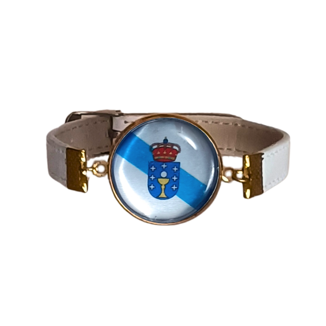 Pulsera con Bandera de Galicia - Medallón en Correa Ajustable, Regalo Original con Orgullo de Comunidad Autónoma