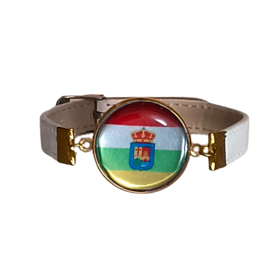Pulsera con Bandera de La Rioja - Medallón en Correa Ajustable, Regalo Original con Orgullo de Comunidad Autónoma
