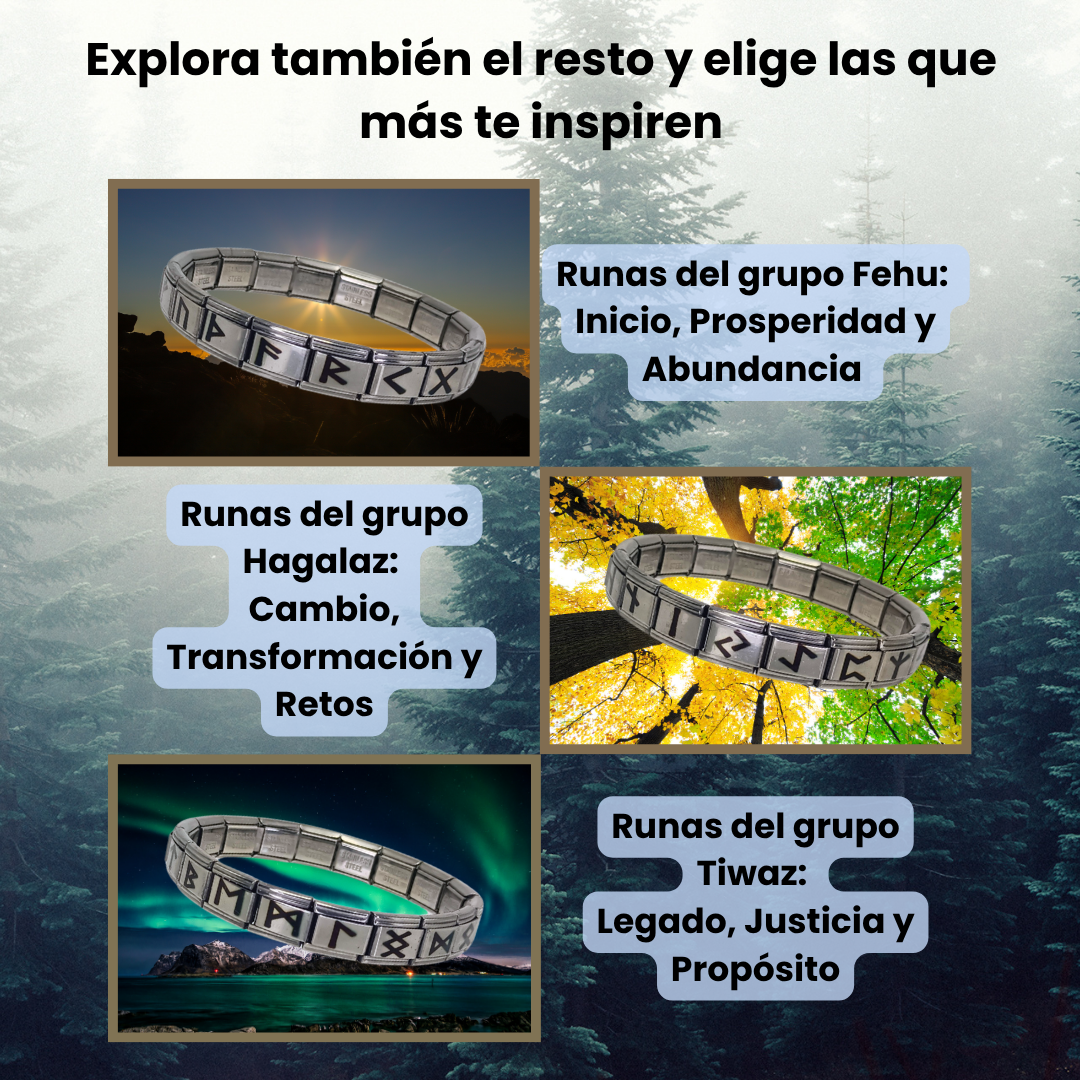 Pulsera Vikinga de Acero Inoxidable con Runas Nórdicas