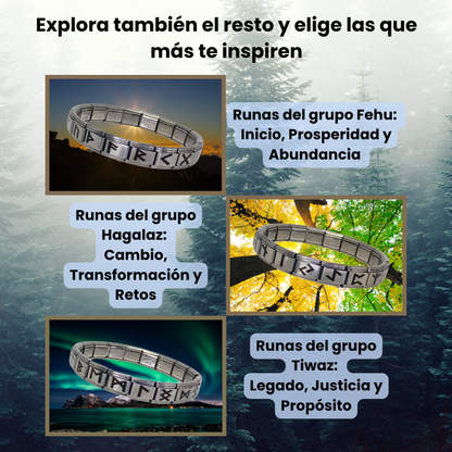 Pulsera Vikinga de Acero Inoxidable con Runas Nórdicas