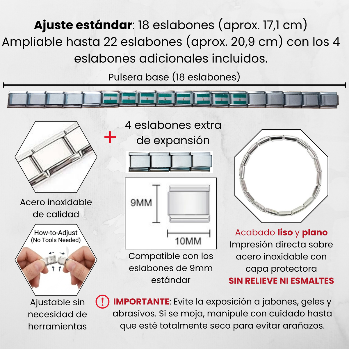 Pulsera de Andalucía – Acero Inoxidable, Regalo Original de Comunidad Autónoma