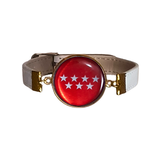 Pulsera con Bandera de Madrid - Medallón en Correa Ajustable, Regalo Original con Orgullo de Comunidad Autónoma