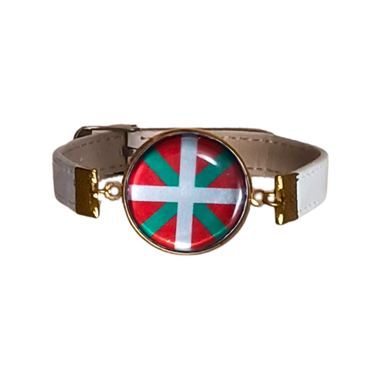 Pulsera con Bandera de País Vasco - Medallón en Correa Ajustable, Regalo Original con Orgullo de Comunidad Autónoma