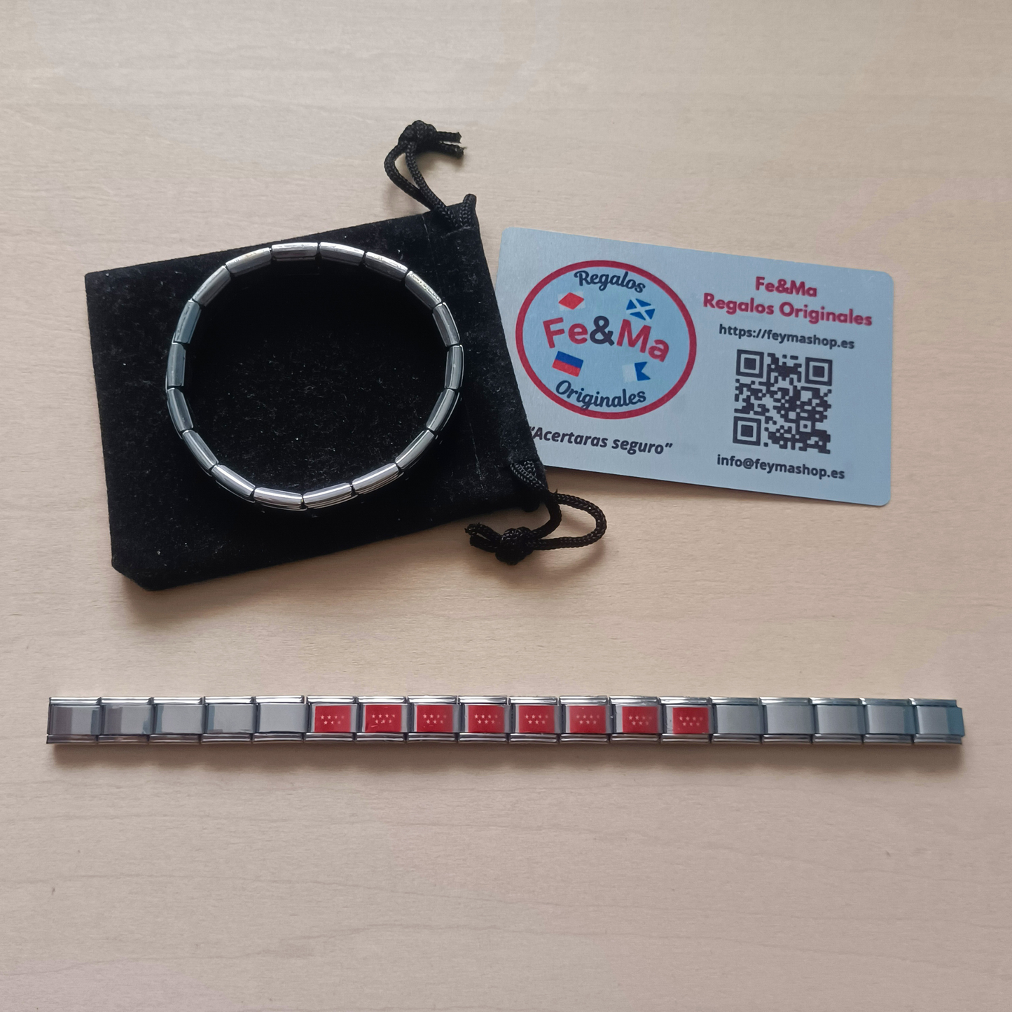 Pulsera con Bandera de Madrid – Acero Inoxidable, Regalo Original de Comunidad Autónoma