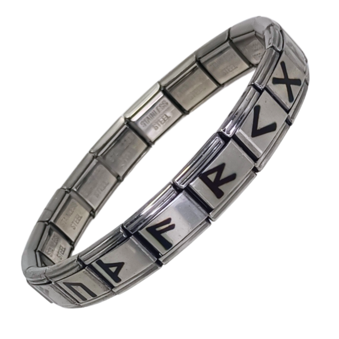Pulsera Vikinga de Acero Inoxidable con Runas Nórdicas