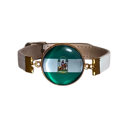 Pulsera con Bandera de Andalucía - Medallón con Correa Ajustable, Regalo Original con Orgullo de Comunidad Autónoma