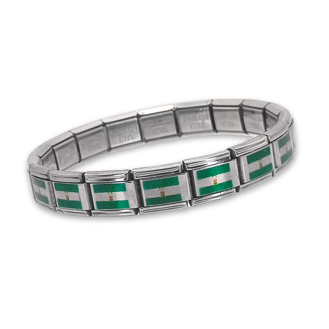 Pulsera con Bandera de Andalucía – Acero Inoxidable, Regalo Original de Comunidad Autónoma