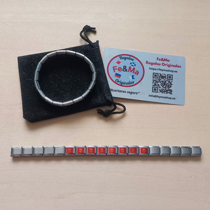 Pulsera con Bandera de Navarra – Acero Inoxidable, Regalo Original de Comunidad Autónoma