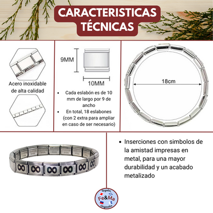 Pulsera Infinito Amistad Eterna - Acero Inoxidable - Regalo para Amigos y Parejas