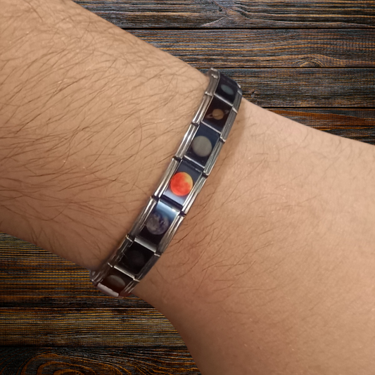 Pulsera Sistema Solar - Planetas en Acero Inoxidable Elegante