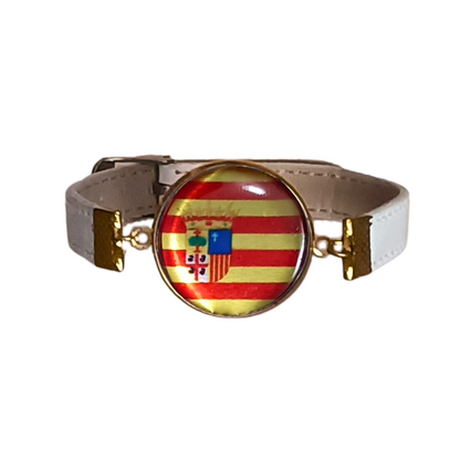 Pulsera con Bandera de Aragón - Medallón en Correa Ajustable, Regalo Original con Orgullo de Comunidad Autónoma