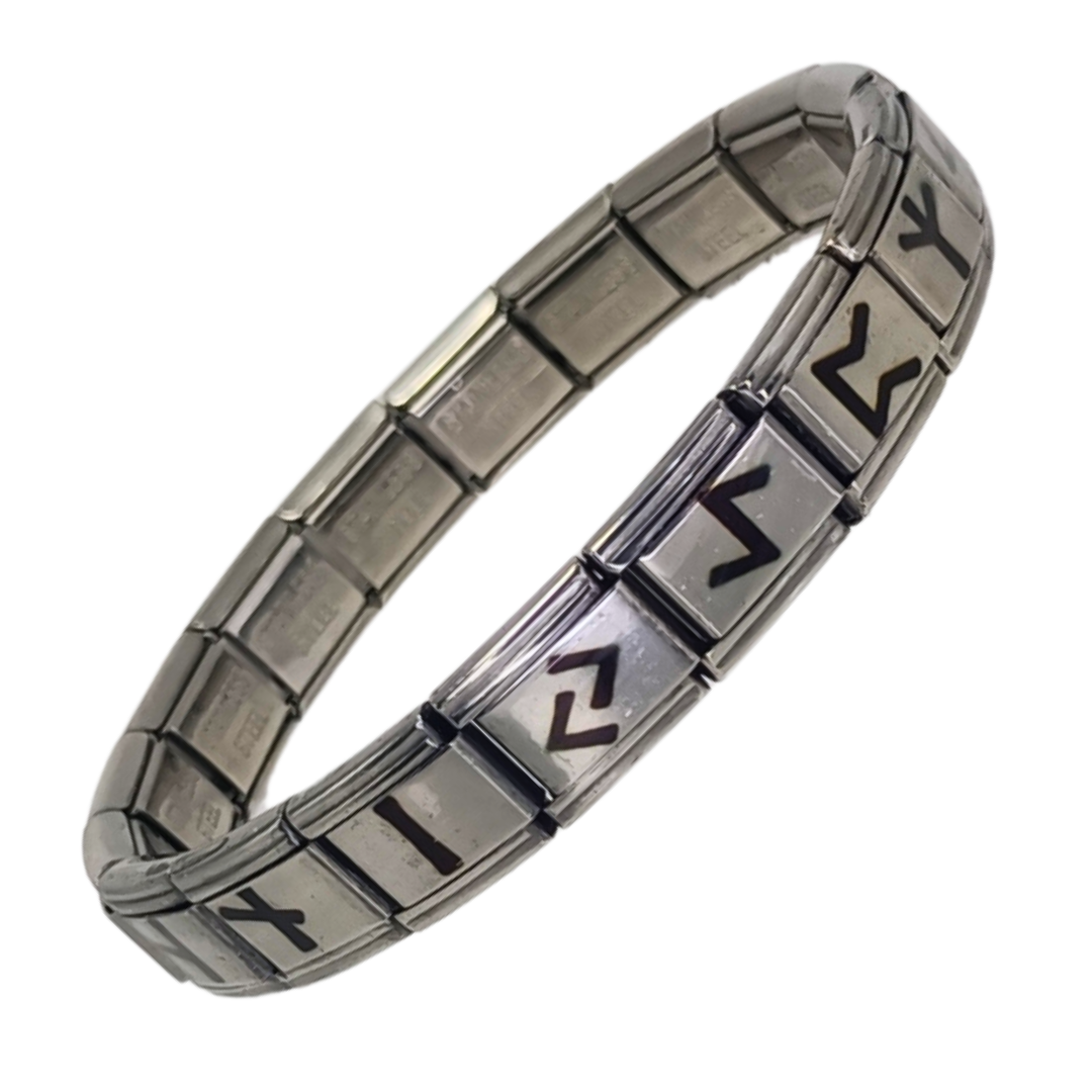 Pulsera Vikinga de Acero Inoxidable con Runas Nórdicas