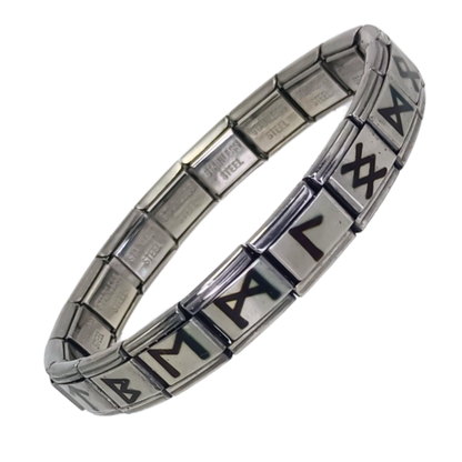 Pulsera Vikinga de Acero Inoxidable con Runas Nórdicas