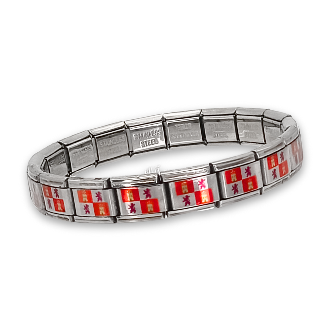 Pulsera con Bandera de Castilla y León – Acero Inoxidable, Regalo Original de Comunidad Autónoma