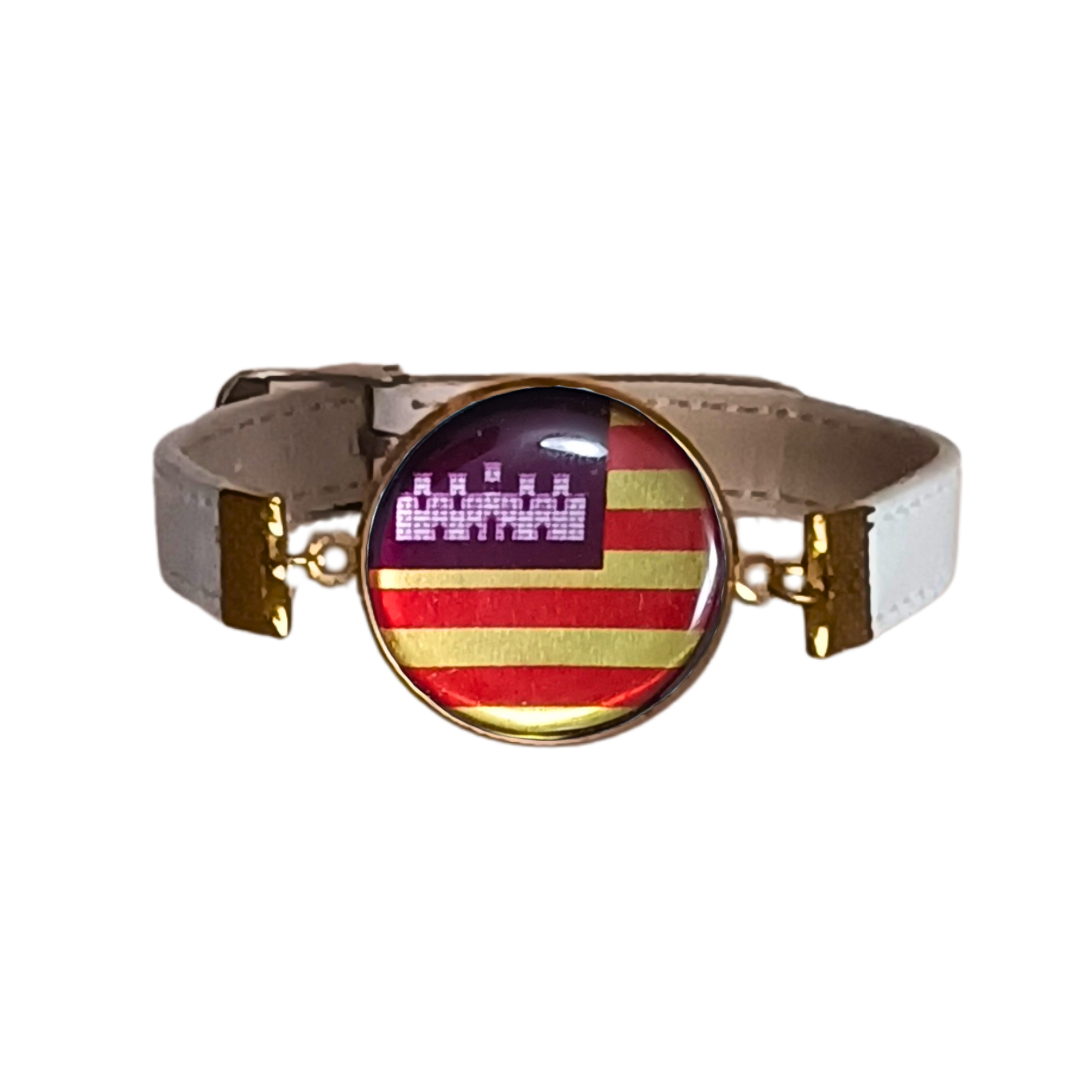 Pulsera con Bandera de Baleares - Medallón en Correa Ajustable, Regalo Original con Orgullo de Comunidad Autónoma