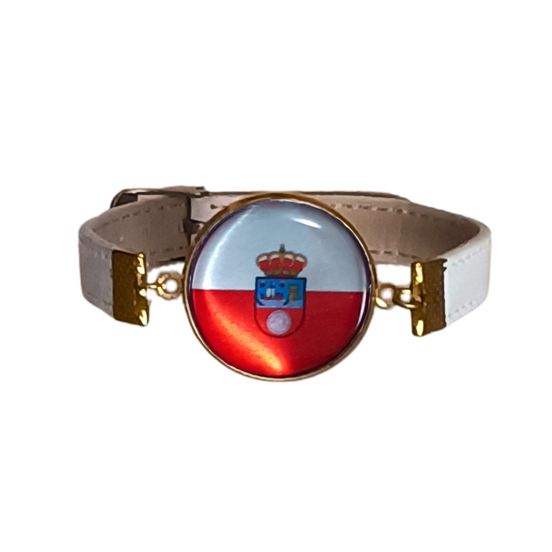 Pulsera con Bandera de Cantabria - Medallón en Correa Ajustable, Regalo Original con Orgullo de Comunidad Autónoma