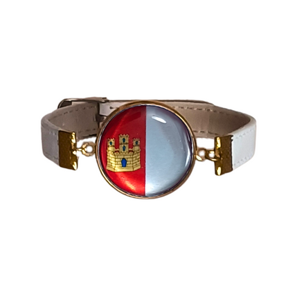 Pulsera con Bandera de Castilla La Mancha - Medallón en Correa Ajustable, Regalo Original con Orgullo de Comunidad Autónoma