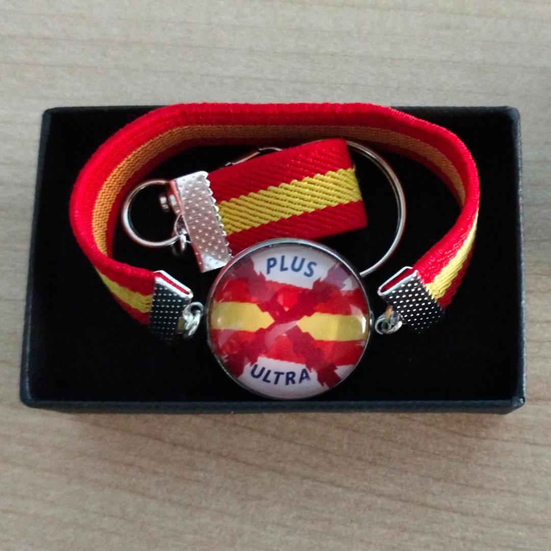 Pulsera Bandera de España Elástica con Medallón Histórico y Llavero