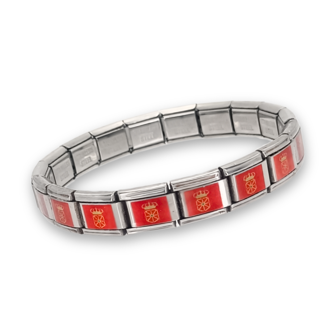 Pulsera con Bandera de Navarra – Acero Inoxidable, Regalo Original de Comunidad Autónoma