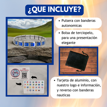 Pulsera con Bandera de Asturias – Acero Inoxidable, Regalo Original de Comunidad Autónoma