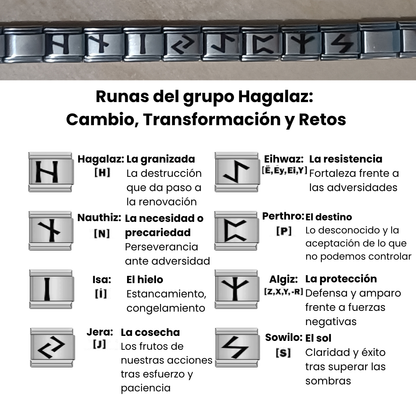 Pulsera Vikinga de Acero Inoxidable con Runas Nórdicas