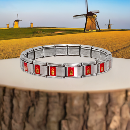 Pulsera con Bandera de Castilla-La Mancha – Acero Inoxidable, Regalo Original de Comunidad Autónoma