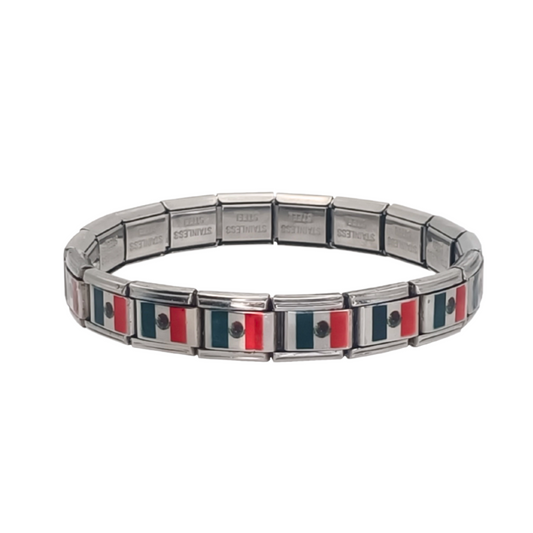 Pulsera con Bandera de Mexico – Acero Inoxidable, Regalo Original