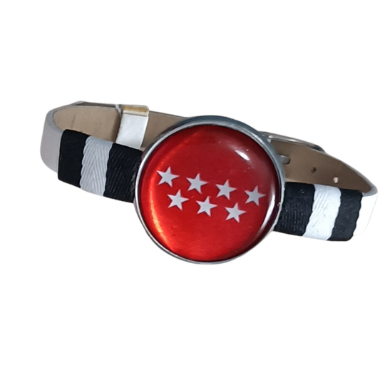 Pulsera con Bandera de Madrid - Medallón en Correa Ajustable, Regalo Original con Orgullo de Comunidad Autónoma