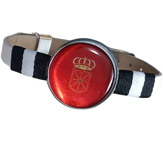 Pulsera con Bandera de Navarra - Medallón en Correa Ajustable, Regalo Original con Orgullo de Comunidad Autónoma