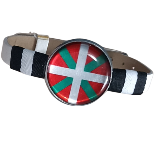 Pulsera con Bandera de País Vasco - Medallón en Correa Ajustable, Regalo Original con Orgullo de Comunidad Autónoma