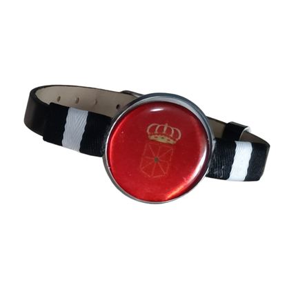Pulsera con Bandera de Navarra - Medallón en Correa Ajustable, Regalo Original con Orgullo de Comunidad Autónoma