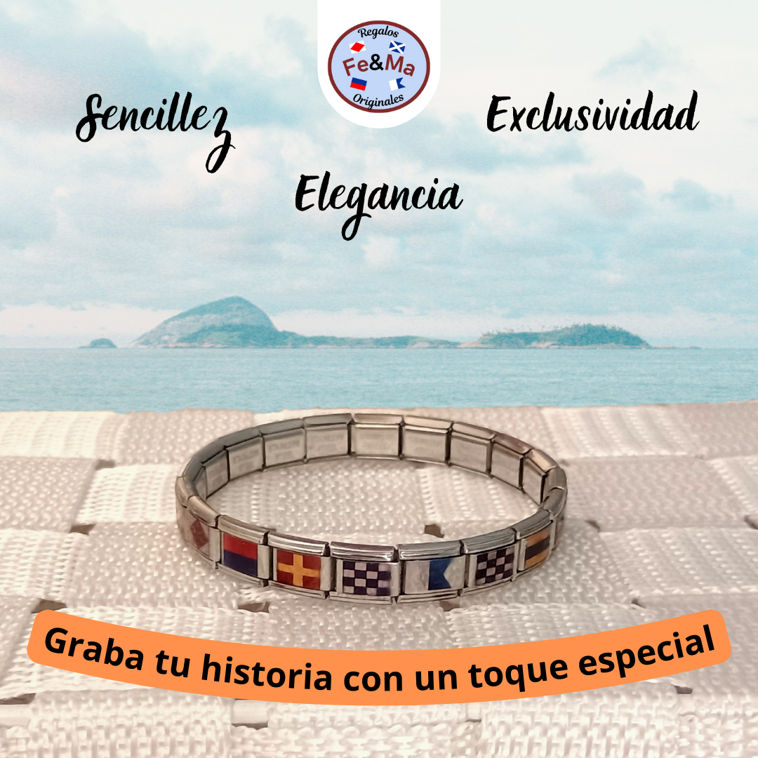 Pulsera Personalizada de nombres con Banderas Náuticas