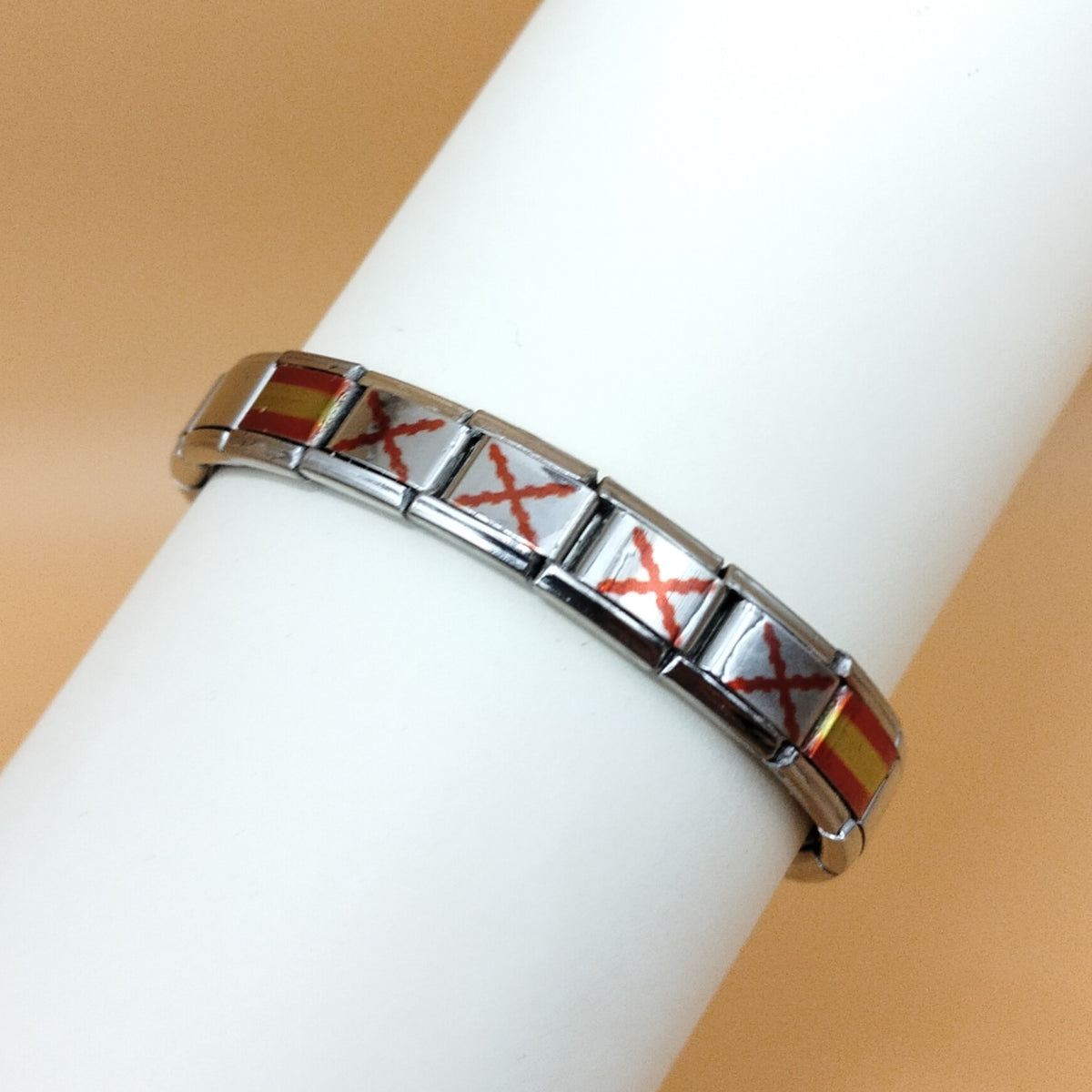 Pulsera Cruz de Borgoña y España de Acero Inoxidable | Bandera de los Tercios | Regalo para Hombre y Mujer