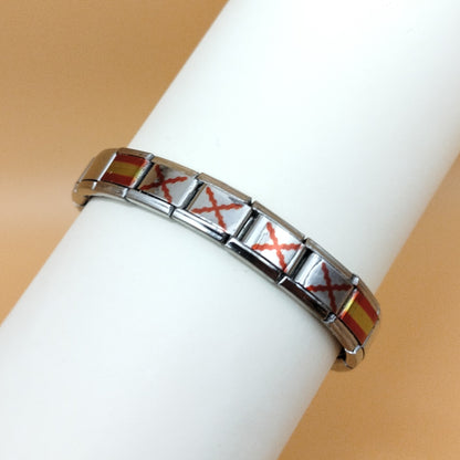 Pulsera Cruz de Borgoña y España de Acero Inoxidable | Bandera de los Tercios | Regalo para Hombre y Mujer