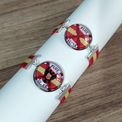 Pulsera Bandera de España Elástica con Medallón Histórico y Llavero
