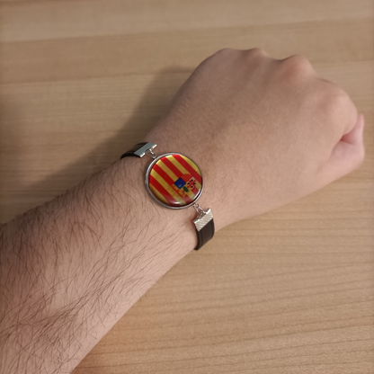 Pulsera con Bandera de Aragón - Medallón en Correa Ajustable, Regalo Original con Orgullo de Comunidad Autónoma