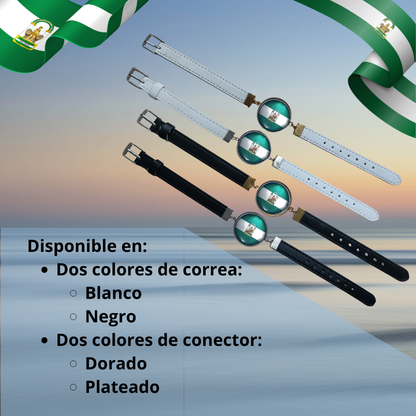 Pulsera con Bandera de Andalucía - Medallón con Correa Ajustable, Regalo Original con Orgullo de Comunidad Autónoma