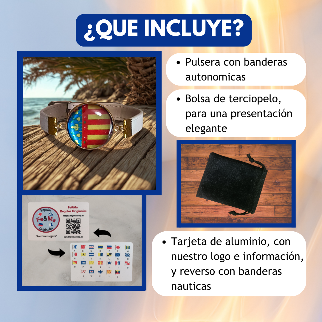 Pulsera con Bandera de Comunidad Valenciana - Medallón en Correa Ajustable, Regalo Original con Orgullo de Comunidad Autónoma